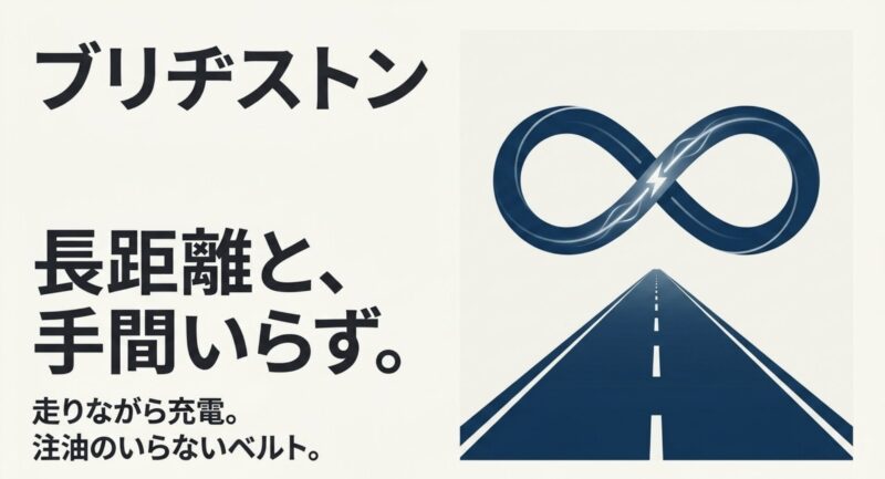 長距離と手間いらず、走りながら充電と注油不要のベルト駆動が特徴のブリヂストン