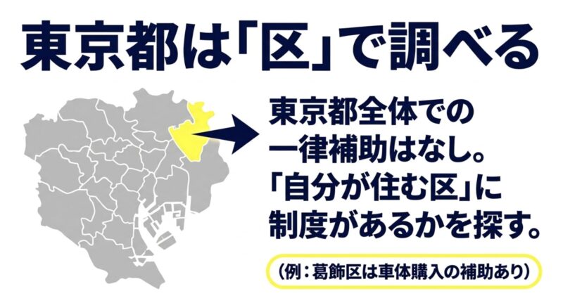 東京都の電動アシスト自転車補助金は全体での一律補助はなく、自分が住む区ごとに調べる必要がある
