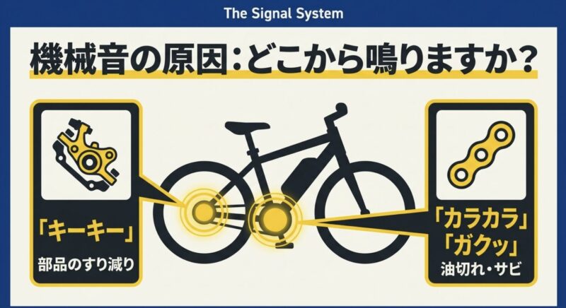 ブレーキやチェーンから鳴る電動自転車の機械音の原因