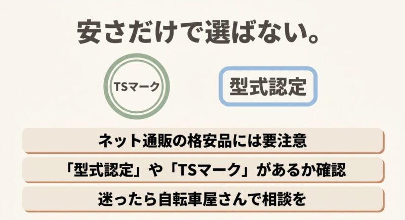 型式認定やTSマークなど電動アシスト自転車を購入する際の安全基準の確認ポイント