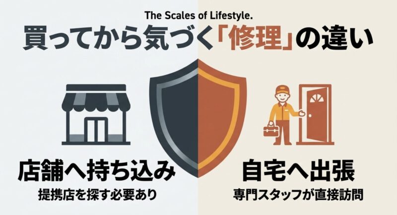 買ってから気づく修理の違い（MOVEの店舗持ち込みとVELMOの自宅への出張修理）