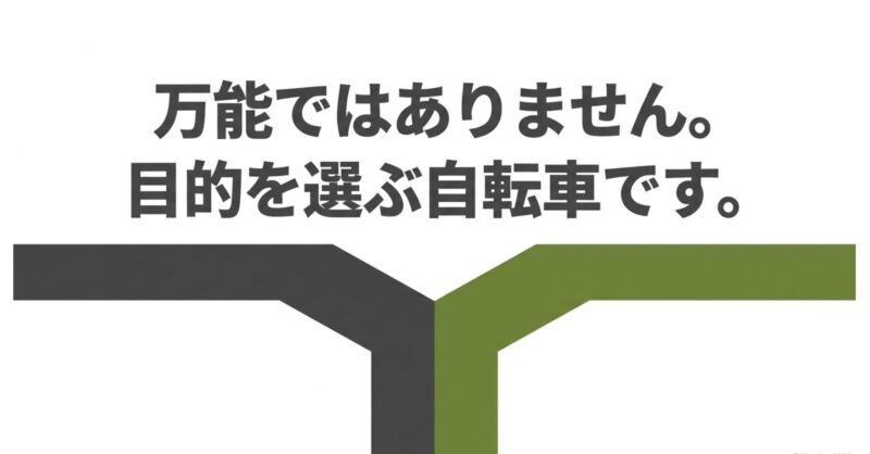 パナソニック オフタイムは万能ではなく目的を選ぶ自転車であることを示すスライド
