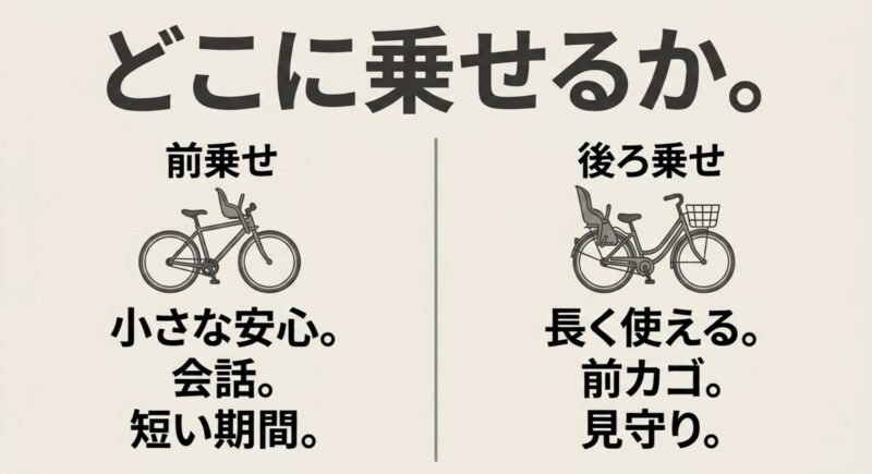 前乗せと後ろ乗せそれぞれのメリットと特徴の比較