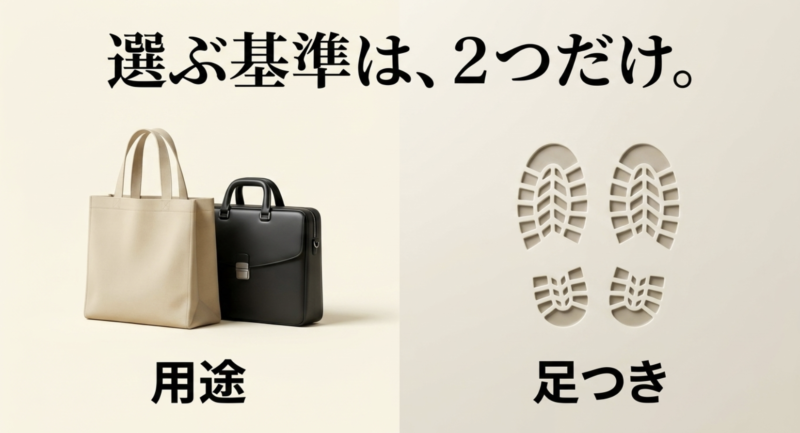 サイズを選ぶ2つの基準である用途と足つき