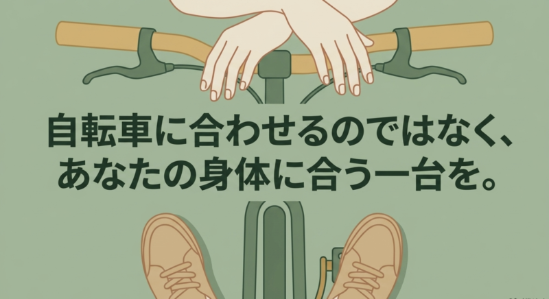 「自転車に合わせるのではなく、あなたの身体に合う一台を。」というメッセージ