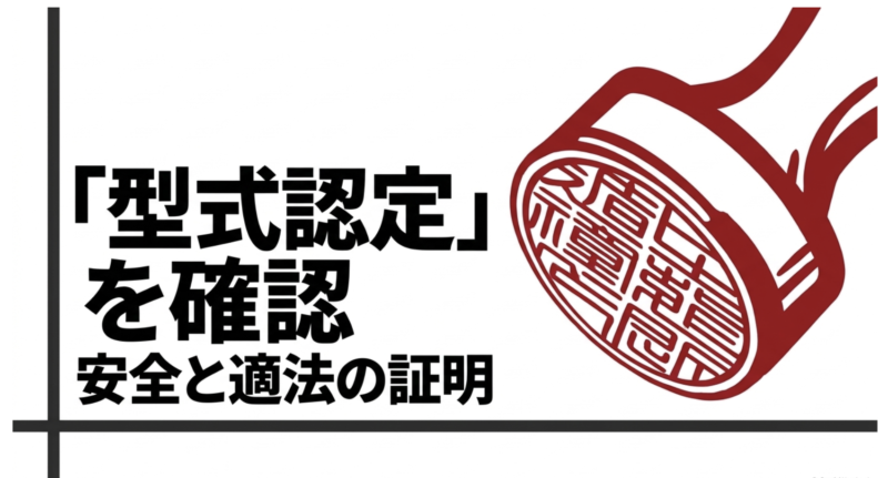 安全と適法の証明として「型式認定」を確認することを推奨するスライド