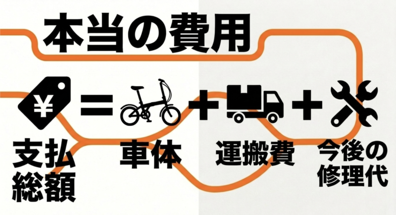 中古電動アシスト自転車の本当の費用は車体代、運搬費、今後の修理代の合計となる