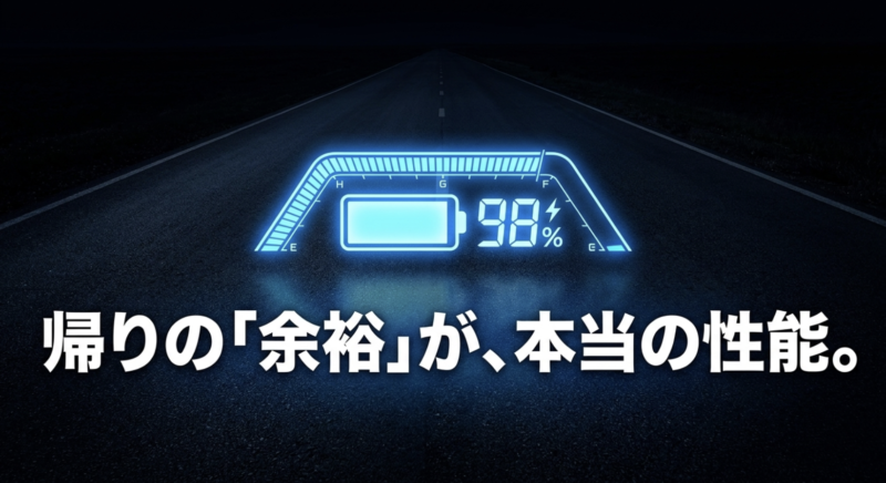 帰り道でのバッテリー残量に余裕があることが本当の長距離性能